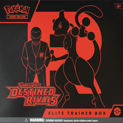 Pokémon Trading Card Game Elite Trainer Box cover featuring two characters and the title 'Destined Rivals'.