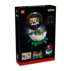 LEGO Pokémon Super Mario Egg building set box, showing the assembled egg-shaped structure with mini-dolls and green plants on a black background.