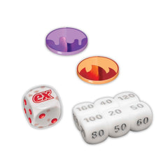 Set of dice with different designs on a white background